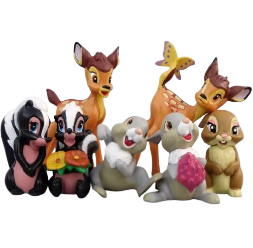 Set 7 Figurine Bambi, Iepure Thumper, Flower, Faline, 5-9 cm