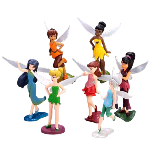 Set 7 Figurine Clopotica Din Peter Pan, Tinkerbell, Elf Princess, Flower, 9 cm